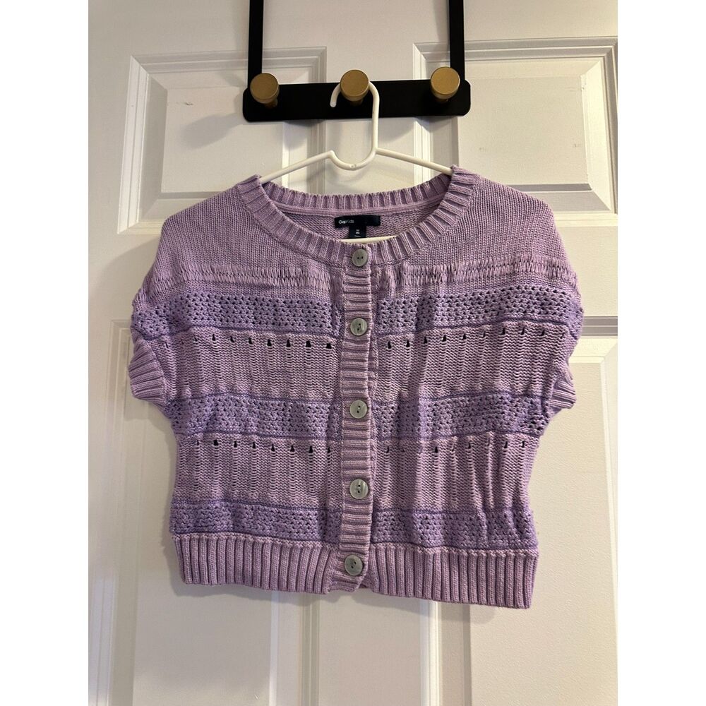 GAP Kids Girls Sweater Size M 8 Lavender Knit Short Sleeve Textured Top